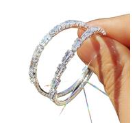 ZIAFRPN Luxueux éclat Couleur Argent incrusté carré Boucles d’Oreilles cubiques Mode fiançailles Boucles d’Oreilles de Mariage pour Femmes Bijoux