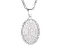 ZIAFRPN Médaille Pendentif Incrusté Zircon Collier pour Hommes Femmes Église Porter Prière Bijoux Cadeau félicitations Cadeaux