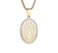 ZIAFRPN Médaille Pendentif incrusté Zircon Collier pour Hommes Femmes église Porter prière Bijoux Cadeau