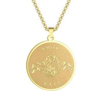 ZIAFRPN Memento Mori Amor Fati Pendentif Collier pour Femmes Hommes Philosophie Stoïque Amulette Charm Chaîne Bijoux Cadeau