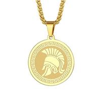 ZIAFRPN Mens Ancien Grec Dieu Spartan Guerrier Pendentif Gladiateur Collier Femmes Mythologie Spartan Casque Charme Cou Chaîne Amulette Bijoux