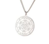ZIAFRPN Métatron Cube Collier Géométrie Sacrée Archange Métatron Médaille Pendentif Protection Talisman
