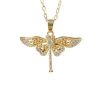 ZIAFRPN Micro incrusté Magnifique Mignon Libellule Collier, personnalité Classique en Acier Inoxydable dîner Fille tempérament Cadeau