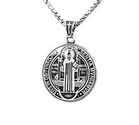 ZIAFRPN Mode 2024 Saint Benoît Exoriste Motif réversible Croix Collier Homme Femmes Amulette de Foi