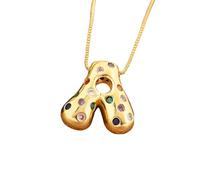 ZIAFRPN Mode 26 Lettres A-Z Initiales Alphabet Pendentif Collier pour Femmes Hommes incrusté coloré Zircon Bijoux Accessoires