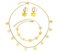 ZIAFRPN Mode Ensemble Simple Haut de Gamme Collier Boucles D’Oreilles Bracelet Wrap Autour Fleurs Dessins pour Femmes Banquet Cadeau Prezzie
