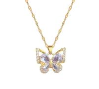 ZIAFRPN Mode Exquis et à la Mode Papillon Collier Boucles d’Oreilles Ensemble léger Luxe Collier pour Femmes Cadeau Parfait pour Les Filles prezzie