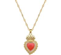 ZIAFRPN Mode exquise Micro-incrusté Magnifique Coeur Rouge Collier Personnalité Classique Filles Dîner Cadeau en Acier Inoxydable