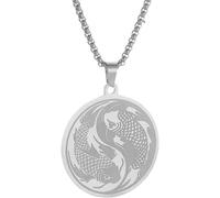 ZIAFRPN Mode Hip Hop Double Koi Fish Médaille Pendentif Collier pour Hommes et Femmes Mode Lucky Bijoux Cadeau