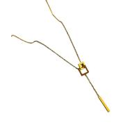ZIAFRPN Mode Léger Luxe Européen Et Américain Carré Collier Classique Simple Double Boucle Chaîne De Clavicule en Acier Inoxydable