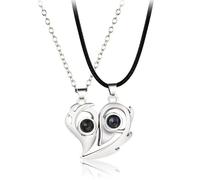 ZIAFRPN mode magnétique couple collier pour les femmes hommes je t’aime 100 langues projection collier coeur forme pendentif collier prezzie