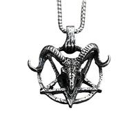 ZIAFRPN Mode Rétro Pentagramme Tête de Chèvre Pendentif Hommes Garçons Crâne Collier Punk Moto Amulette Bijoux Cadeau félicitations Cadeaux