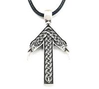 ZIAFRPN Mode Runes Nordiques Teiwaz Victoire Guerrier Dieu Masculin Rune Amulette Talisman de Corbeau Pendentif pour Hommes