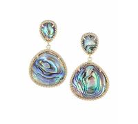 ZIAFRPN Mode Vintage Couleur Or Incrusté Pierre Naturelle Abalone Et Coquille Boucles D’Oreilles Ormeau Coquille D’ormeau pour Femmes Bijoux De Fête