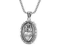 ZIAFRPN Mode Vintage Sacré Coeur de Jésus Collier pour Hommes Femmes 316L Croix Religieuse Pendentif Biker Amulette Bijoux félicitations Cadeaux