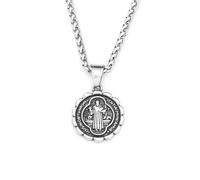 ZIAFRPN Mode Vintage Saint Benoît Croix Pendentif Collier pour Hommes Punk Biker Amulette Bijoux Religieux Cadeaux Félicitations Cadeaux