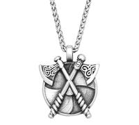 ZIAFRPN Nordique Vintage Double Axe Collier Viking Celtique Noeud Pendentif pour Hommes Femmes Amulette Bijoux Cadeaux