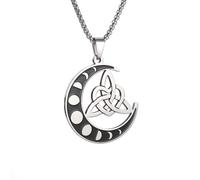 ZIAFRPN Nœud Celtique Lune Nœud Irlandais Symbole Pendentif Collier Hommes Femmes Mode Amulette Bijoux Cadeau