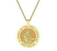 ZIAFRPN O Saint Scapulaire Médaille Exclusif Pendentif Collier pour Hommes Femmes Ronde Astrologie breloque chaîne