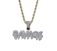 ZIAFRPN Pendentif Alphabet en cristal de glace avec chaîne de 24 pouces pour les hommes femmes pétillant Hip Hop Rock Rap Bijoux Cadeaux félicitations cadeaux