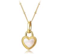 ZIAFRPN Pendentif coeur coquillage en acier de luxe léger à deux côtés Bijoux à la mode pour les femmes Collier préféré de fête décontractée
