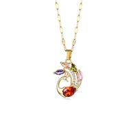 ZIAFRPN Pendentif en cristal coloré paon en acier chaîne à lèvres femmes collier femme style vintage bijoux de cou-
