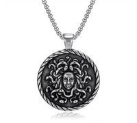 ZIAFRPN Pendentif Méduse Vintage Mythologie Grecque Antique Collier Hommes Et Femmes Motard Amulette Bijoux Cadeau