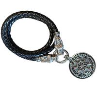 ZIAFRPN Pendentif slave de mode : têtes de loup vikings chaîne en cuir, accessoires vikings collier pour hommes