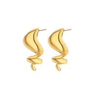 ZIAFRPN Pendientes de botón de serpiente Lisa Para Mujeres Moda Niñas Pendientes de serpiente de Color Dorado Joyería de oreja Iteam Regalos de Moda