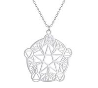 ZIAFRPN Pentagramme Sorcière Collier pour Femmes Acier Inoxydable Clavicule Collier Ras de Cou Chaînes Amulette Éternité Symbole Païen Bijoux