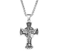 ZIAFRPN Petite Taille Vintage St Collier Ange Croix Pendentif pour Hommes Mode Amulette Bijoux Cadeaux