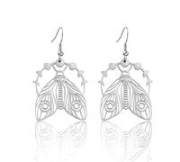 ZIAFRPN Phase de Lune Papillon de Nuit Boucles d’Oreilles en Acier Inoxydable Creux Cigale Boucles d’Oreilles