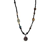 ZIAFRPN Ping an Lock Chaîne en os Faite à la Main avec Un Design rétro en Perles Sentiment : Un Collier de Petit Groupe avec Un Style Chinois Style Chinois