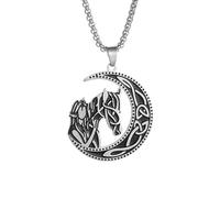 ZIAFRPN Populaire Nordique Celtique Noeud Lune Fille et Cheval Pendentif Collier pour Hommes Femmes Mode Chanceux Bijoux Cadeau félicitations Cadeaux