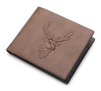 ZIAFRPN Portefeuille à Motif de tête de cerf pour Hommes Classic 3D en Relief Faire Trois Plis Plusieurs Fentes pour Cartes Portefeuille en Cuir