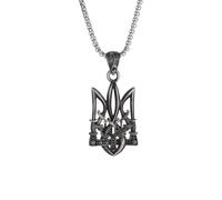 ZIAFRPN Poséidon Trident Collier Emblème National Ukrainien Pendentif Adapté aux Hommes Rétro Personnalisé Bijoux Félicitations Cadeaux