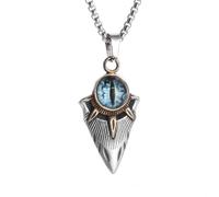 ZIAFRPN Punk Gothique Bleu Enfer Démon Oeil Pendentif Soleil Fer de Lance Collier Mode Homme Personnalisé Pull Chaîne Accessoires félicitations cadeaux