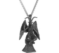 ZIAFRPN Punk satanique démon Lucifer Mendes païen méditation chèvre Pendentif judaïsme étoile de David Mort Collier pour Hommes amulette Bijoux félicitations Cadeaux