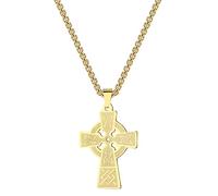 ZIAFRPN Rétro Hommes Grande Croix Celtique Noeud Pendentif Collier Femmes Hommes Trinité Irlandais Charme Celtique Croix Chaîne