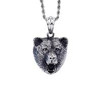 ZIAFRPN Rétro Nordic Wildlife Bear Head Qualité Pendentif Collier pour Hommes Personnalisé Rock Party Punk Bijoux félicitations cadeaux