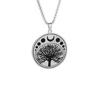 ZIAFRPN Rétro Punk Arbre de Vie Soleil et Lune médaille Pendentif Collier pour Hommes et Femmes Casual Sports Bijoux Cadeau
