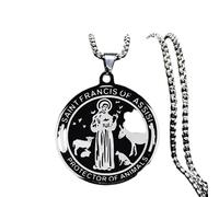 ZIAFRPN Saint FRANÇOIS D’Assise Protecteur des Animaux L’ÉGLISE en Acier Inoxydable Porte des MÉDAILLES Colliers Bijoux PINGENTE Masculino N3246