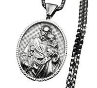 ZIAFRPN Saint Joseph Bébé Médaille Collier pour Femmes Hommes Acier Inoxydable Couleur Or Colliers Amulette Bijoux Cadeau
