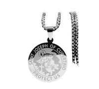 ZIAFRPN Saint Joseph DE Cupertino PROTÉGEZ-Nous en Acier Inoxydable ARCHANGE Collier MÉDAILLE DE Couleur ARGENTÉE Colliers Bijoux JOYERIA