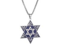 ZIAFRPN Salomon étoile de David Sceau Kabbale amulette Pendentif Collier pour Hommes et Femmes juif israélien Chanceux Bijoux félicitations Cadeaux
