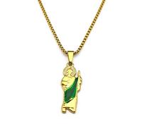 ZIAFRPN San Judas Tadeo Colliers pour Femmes Hommes Acier Inoxydable Couleur Or St. Jude Chaîne Bijoux Collier NZZZ774S02