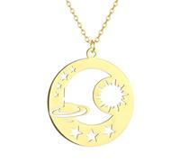ZIAFRPN Saturne Sunshine Lady Minimaliste Bijoux Ethnique Collier Pendentif Fête Cadeaux Bijoux