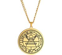 ZIAFRPN Sceau ésotérique de Salomon Collier pour Femmes Hommes Rond Vintage Pendentif chaîne amulette Bijoux Cadeau
