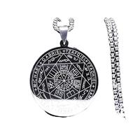 ZIAFRPN Sept Archanges Amulette Colliers en Acier Inoxydable Hommes Sceau de Salomon Talisman Collier Protection Bijoux Collier Hombre N1162S2