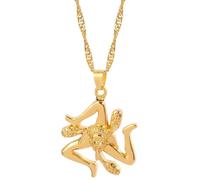 ZIAFRPN Sicile Italie Villes Drapeau Pendentif Colliers Hommes Femmes Couleur Or Italien Sicile Bijoux